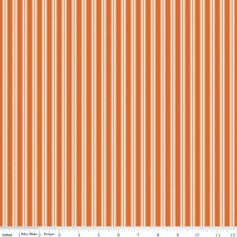 Sophisticated Halloween Ticking C14624 Orange - Riley Blake Designs - Orange/Cream Stripes Stripe Striped - Quilting Cotton Fabric