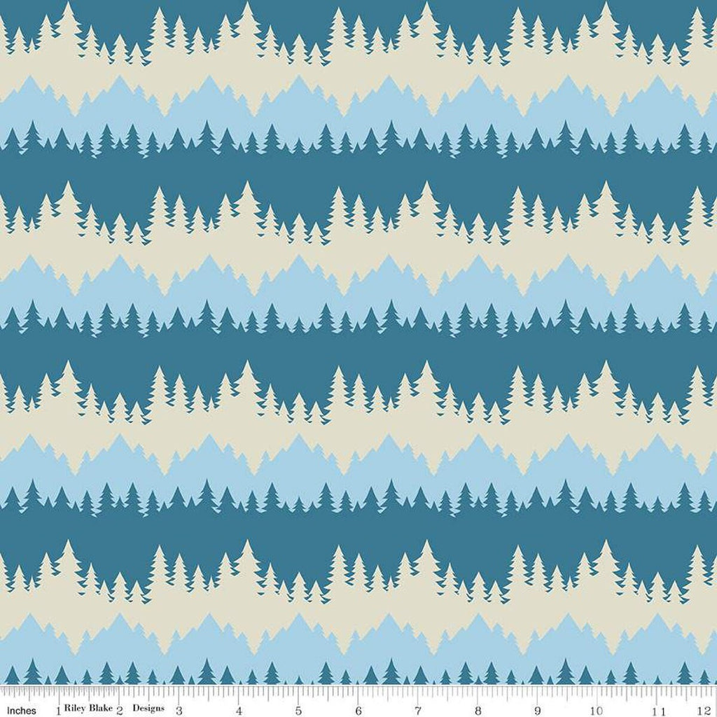 Only You Tree Stripe C14642 Cadet - Riley Blake Designs - Smokey Bear Wildfire Prevention - Quilting Cotton Fabric - Licensed Product