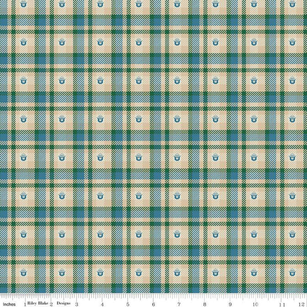 11" End of Bolt - Only You Plaid C14645 Cadet - Riley Blake - Smokey Bear Wildfire Prevention - Quilting Cotton Fabric - Licensed Product
