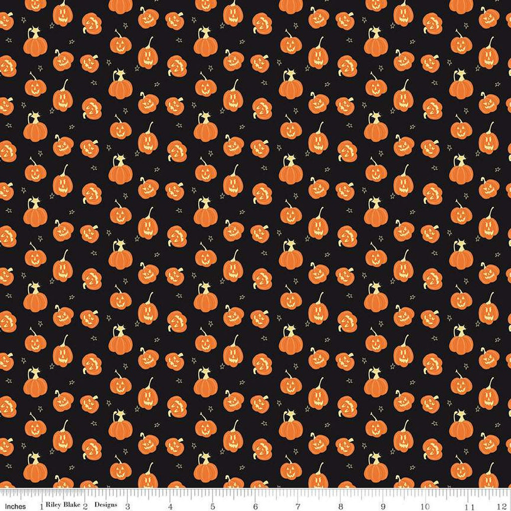 SALE Beggar's Night Pumpkins C14505 Black - Riley Blake Designs - Halloween - Quilting Cotton Fabric
