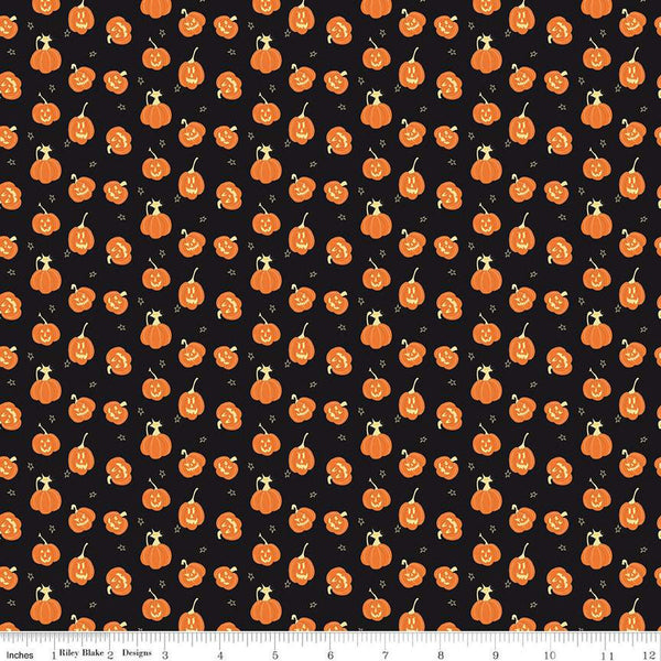 SALE Beggar's Night Pumpkins C14505 Black - Riley Blake Designs - Halloween - Quilting Cotton Fabric