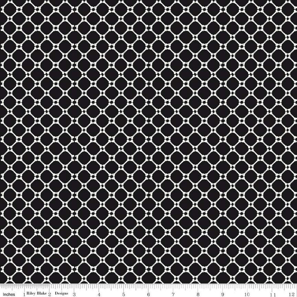 SALE Beggar's Night Bones C14507 Black - Riley Blake Designs - Halloween Geometric Lattice - Quilting Cotton Fabric