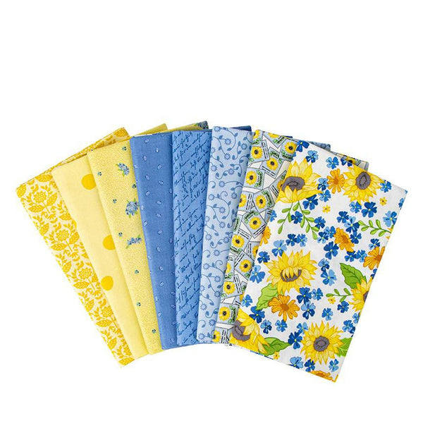 SALE Sunny Skies 1-Yard Bundle White 8 Pieces by Riley Blake Designs - Pre cut Precut - One-Yard Bundle - Quilting Cotton Fabric