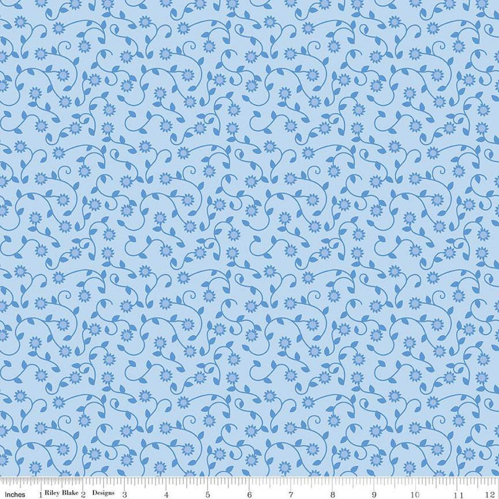 SALE Sunny Skies Vines C14635 Sky by Riley Blake Designs - Floral Flowers Leaves - Quilting Cotton Fabric