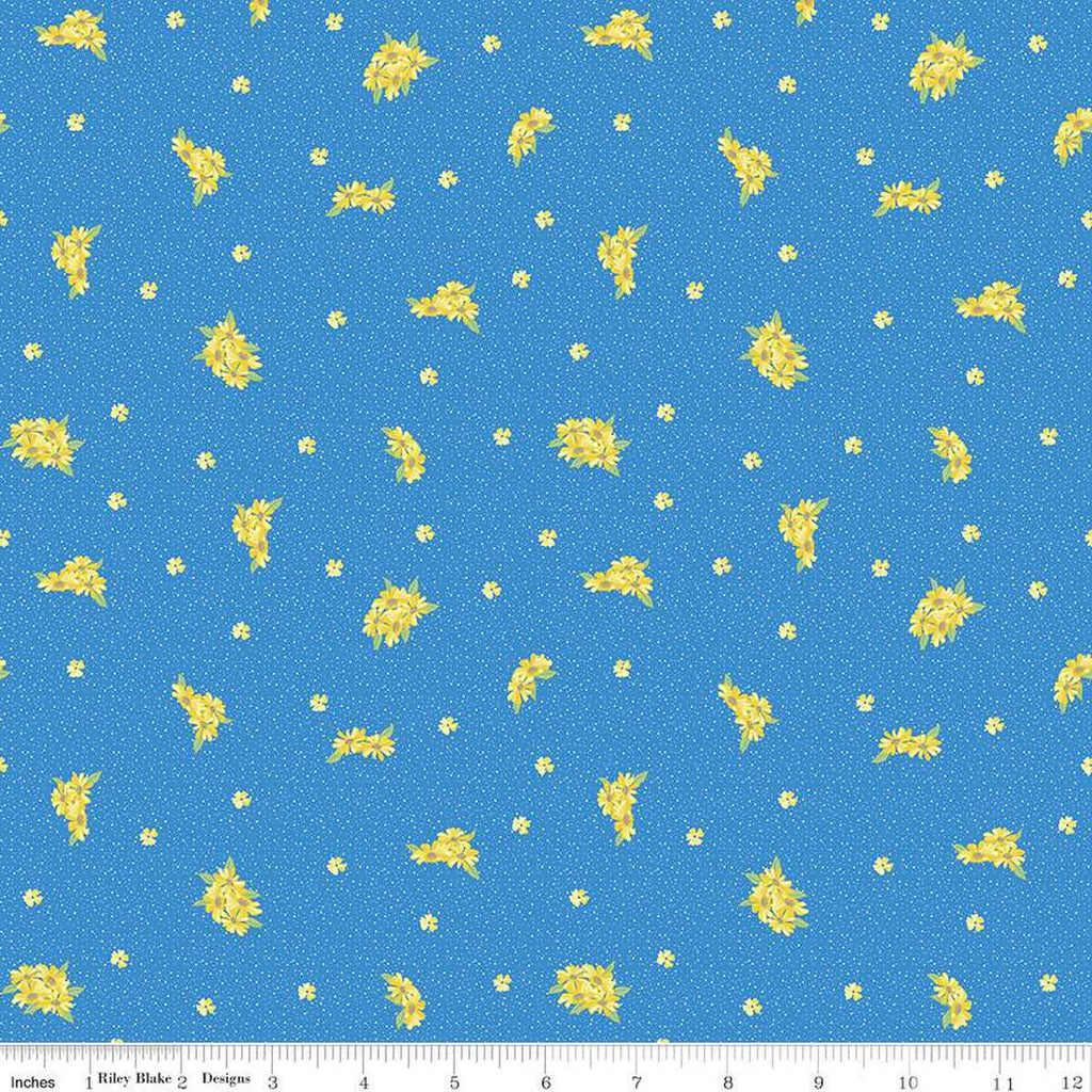 SALE Sunny Skies Small Floral C14636 Blue - Riley Blake Designs - Flower Flowers - Quilting Cotton Fabric