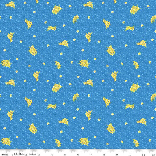 SALE Sunny Skies Small Floral C14636 Blue - Riley Blake Designs - Flower Flowers - Quilting Cotton Fabric