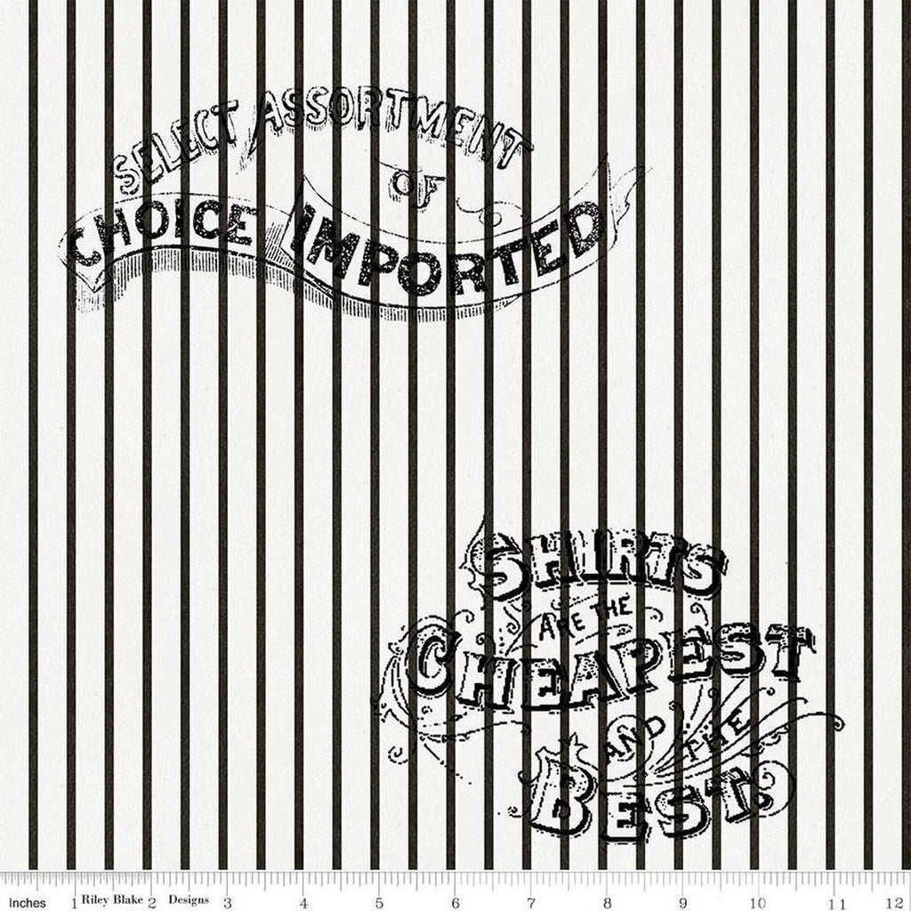 SALE Pumpkin Patch Silver Lining Stripe C14581 White - Riley Blake - Halloween Stripes Text - J. Wecker Frisch - Quilting Cotton Fabric
