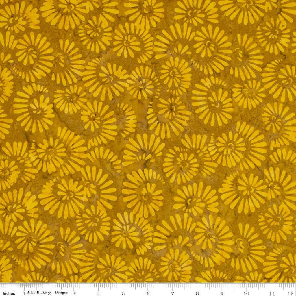 SALE Batiks Expressions Elementals BTHH560 Honey Mustard - Riley Blake Designs - Hand-Dyed Tjap Print - Quilting Cotton Fabric