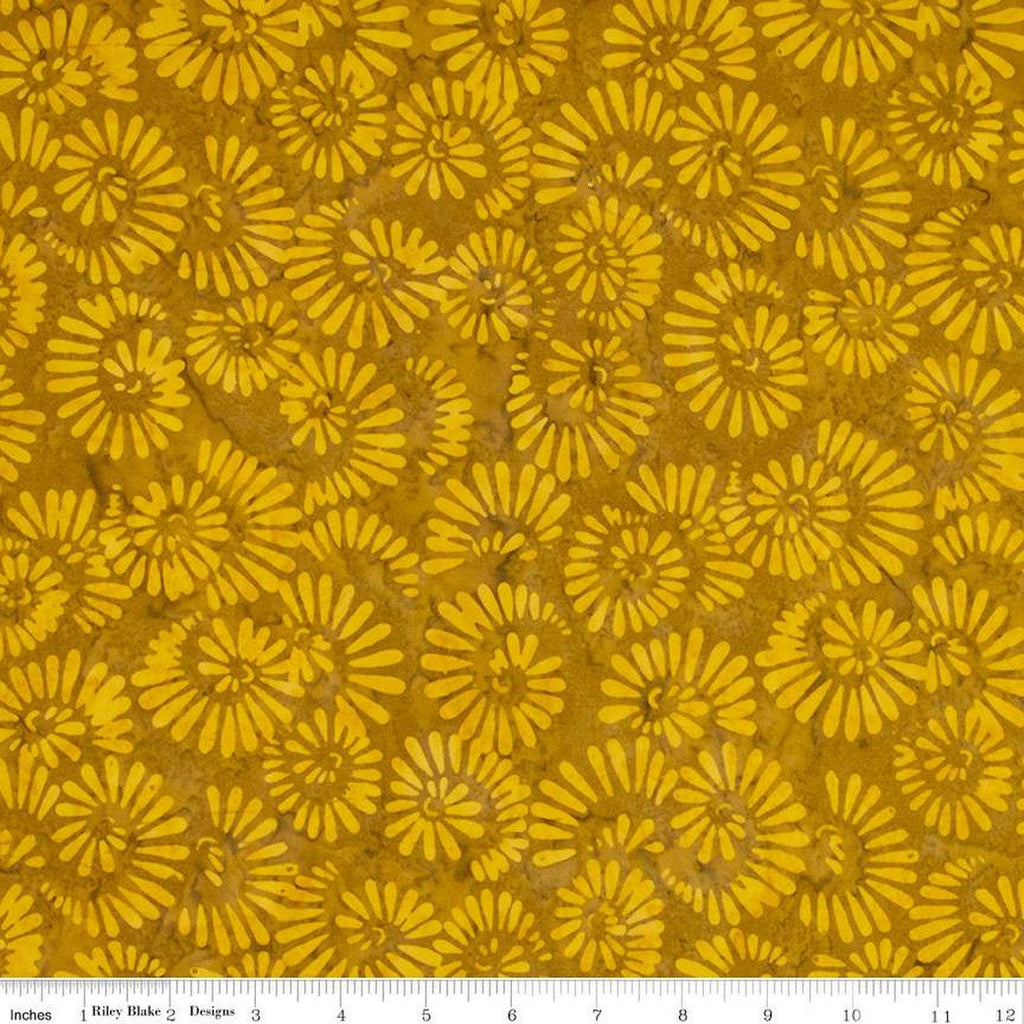 CLEARANCE Batiks Expressions Elementals BTHH560 Honey Mustard - Riley Blake Designs - Hand-Dyed Tjap Print - Quilting Cotton Fabric