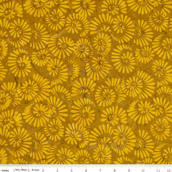 CLEARANCE Batiks Expressions Elementals BTHH560 Honey Mustard - Riley Blake Designs - Hand-Dyed Tjap Print - Quilting Cotton Fabric