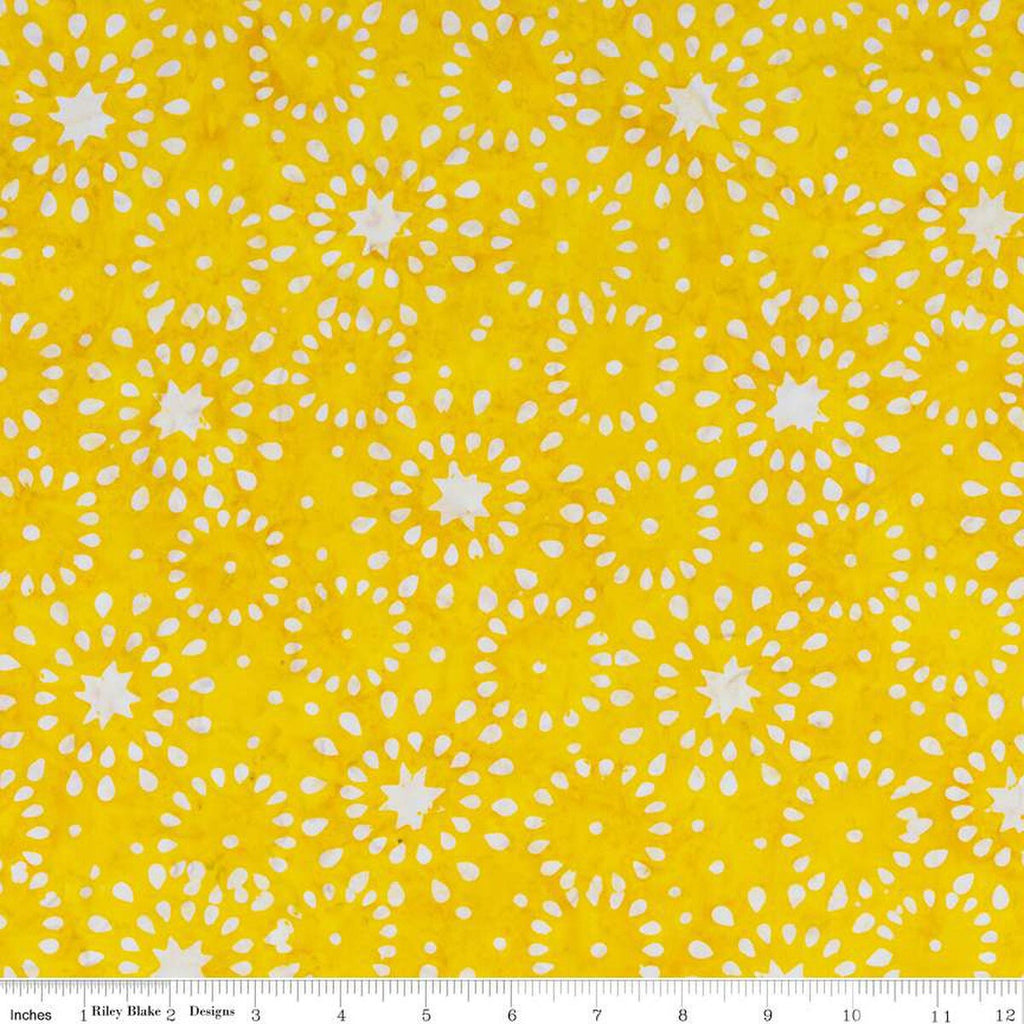 SALE Batiks Expressions Elementals BTHH511 Canary - Riley Blake Designs - Hand-Dyed Tjap Print - Quilting Cotton Fabric