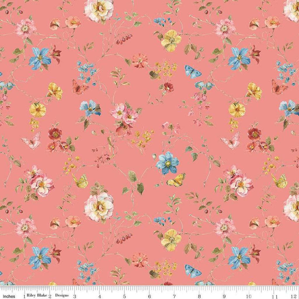 SALE Countryside Floral C14533 Coral by Riley Blake Designs - Flowers - Quilting Cotton Fabric