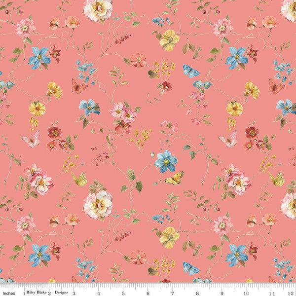SALE Countryside Floral C14533 Coral by Riley Blake Designs - Flowers - Quilting Cotton Fabric