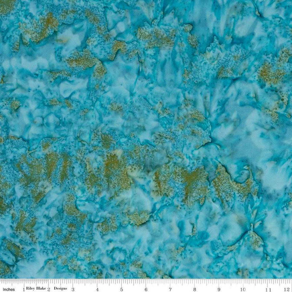 CLEARANCE Batiks Expressions Hand-Dyes BTHH232 Turquoise Multi 1 - Riley Blake Designs - Hand-Dyed Print - Quilting Cotton Fabric