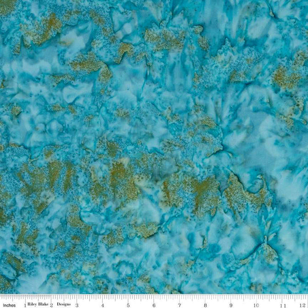 CLEARANCE Batiks Expressions Hand-Dyes BTHH232 Turquoise Multi 1 - Riley Blake Designs - Hand-Dyed Print - Quilting Cotton Fabric