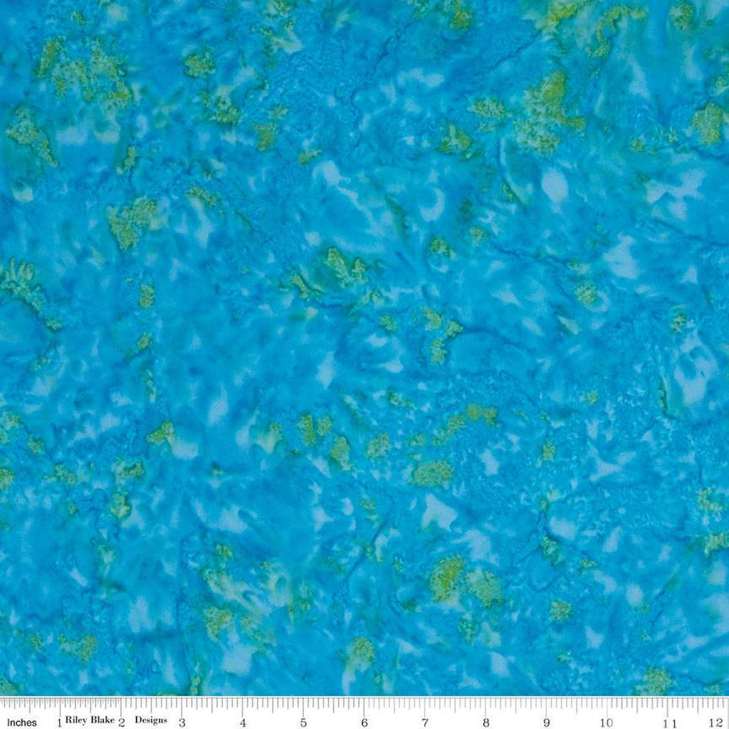 CLEARANCE Batiks Expressions Hand-Dyes BTHH231 Green Turquoise Multi 1 - Riley Blake Designs - Hand-Dyed Print - Quilting Cotton Fabric