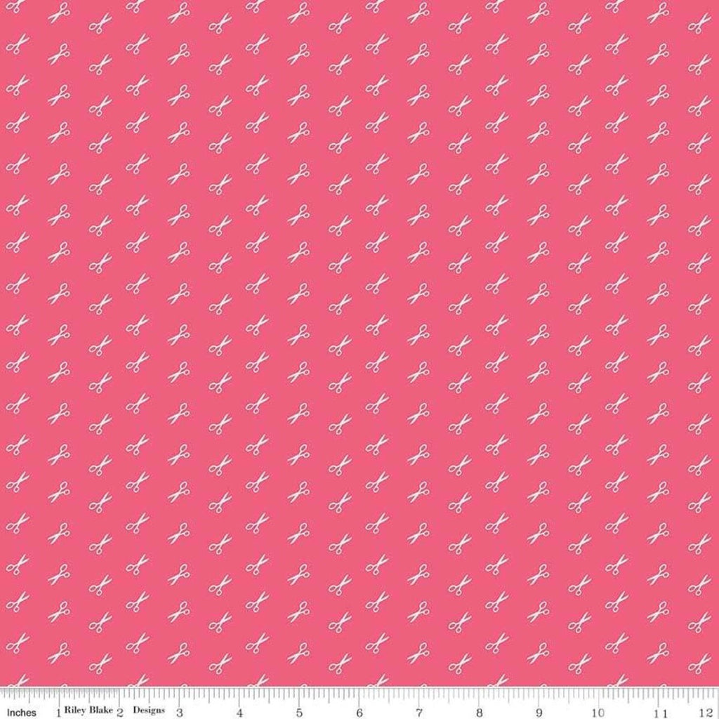 SALE Bee Basics Scissors C6408 Raspberry by Riley Blake Designs - Lori Holt - Quilting Cotton Fabric