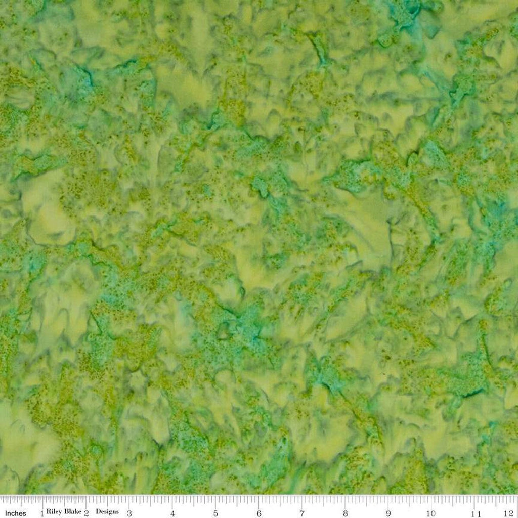 CLEARANCE Batiks Expressions Hand-Dyes BTHH220 Green Turquoise Multi - Riley Blake Designs - Hand-Dyed Print - Quilting Cotton Fabric