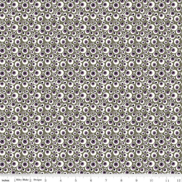 Beggar's Night Eyeballs C14503 Gray - Riley Blake Designs - Halloween Eyes - Quilting Cotton Fabric