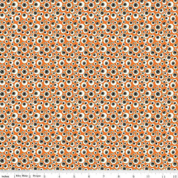 Beggar's Night Eyeballs C14503 Orange - Riley Blake Designs - Halloween Eyes - Quilting Cotton Fabric