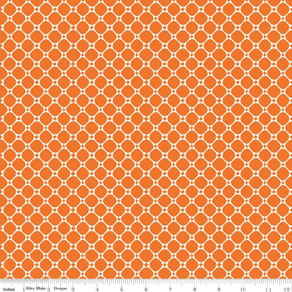 Beggar's Night Bones C14507 Orange - Riley Blake Designs - Halloween Geometric Lattice - Quilting Cotton Fabric