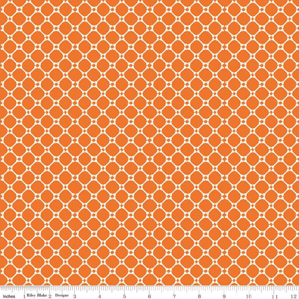 Beggar's Night Bones C14507 Orange - Riley Blake Designs - Halloween Geometric Lattice - Quilting Cotton Fabric
