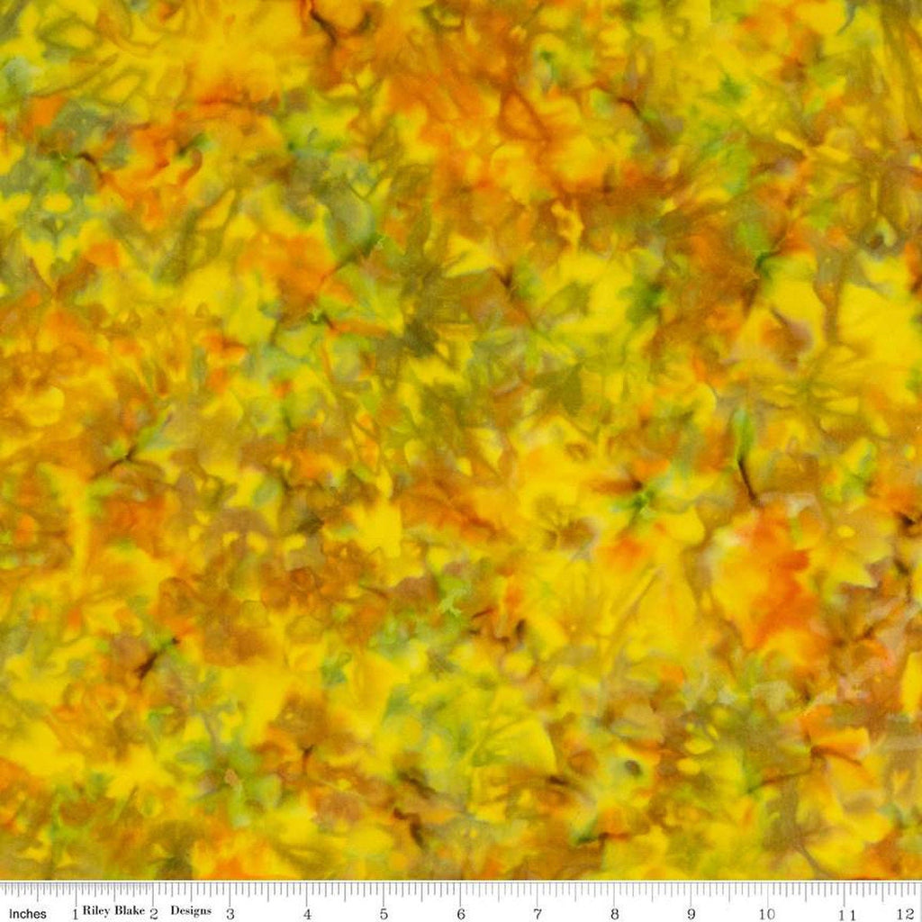 CLEARANCE Batiks Expressions Hand-Dyes BTHH211 Yellow Orange Multi - Riley Blake Designs - Hand-Dyed Print - Quilting Cotton Fabric