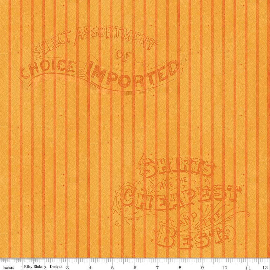 SALE Pumpkin Patch Silver Lining Stripe C14581 Orange - Riley Blake - Halloween Stripes Text - J. Wecker Frisch - Quilting Cotton Fabric