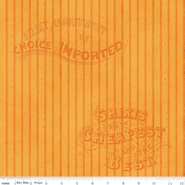 SALE Pumpkin Patch Silver Lining Stripe C14581 Orange - Riley Blake - Halloween Stripes Text - J. Wecker Frisch - Quilting Cotton Fabric