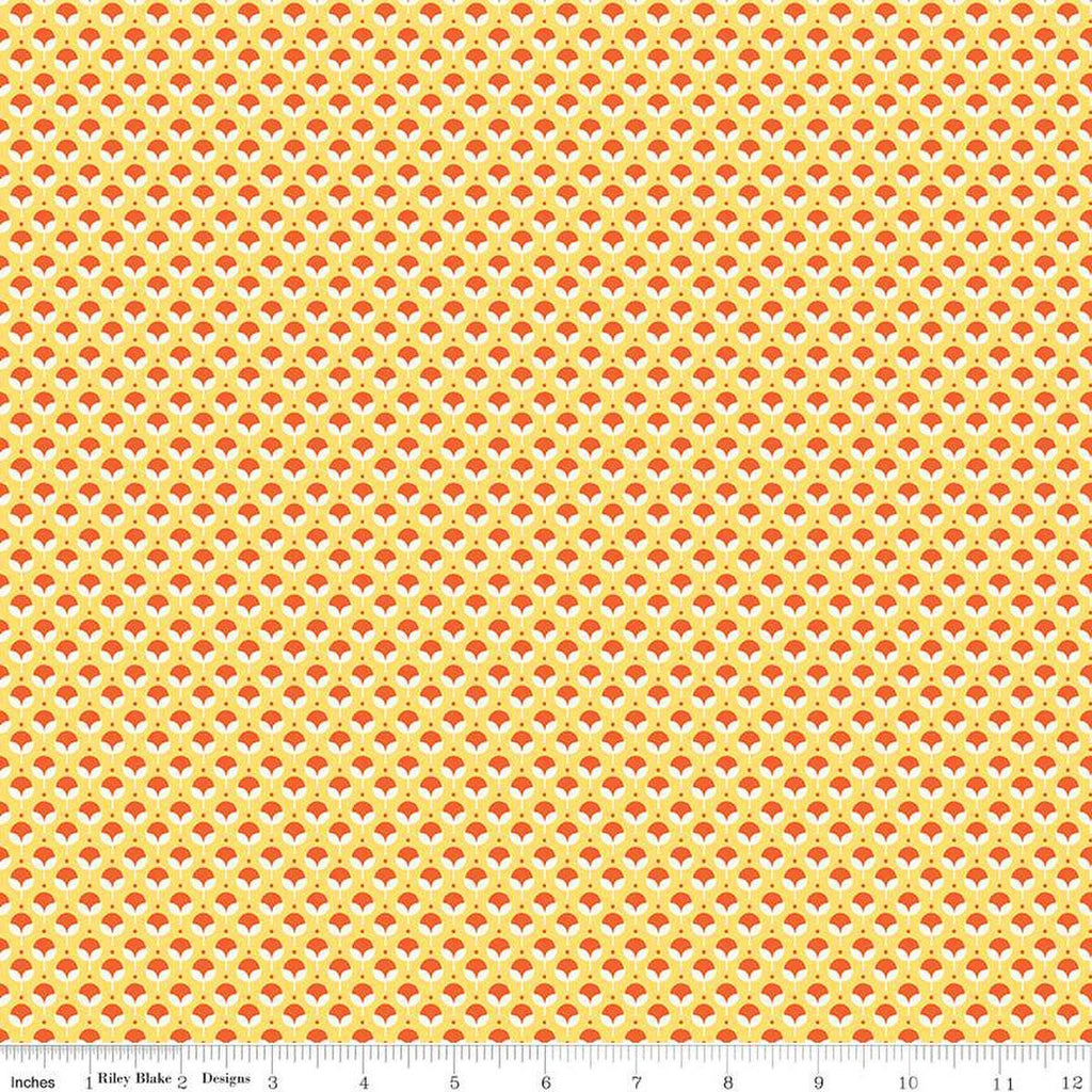 SALE Here Comes the Sun Cotton C14816 Yellow by Riley Blake Designs - Blossoms Dots - Quilting Cotton Fabric