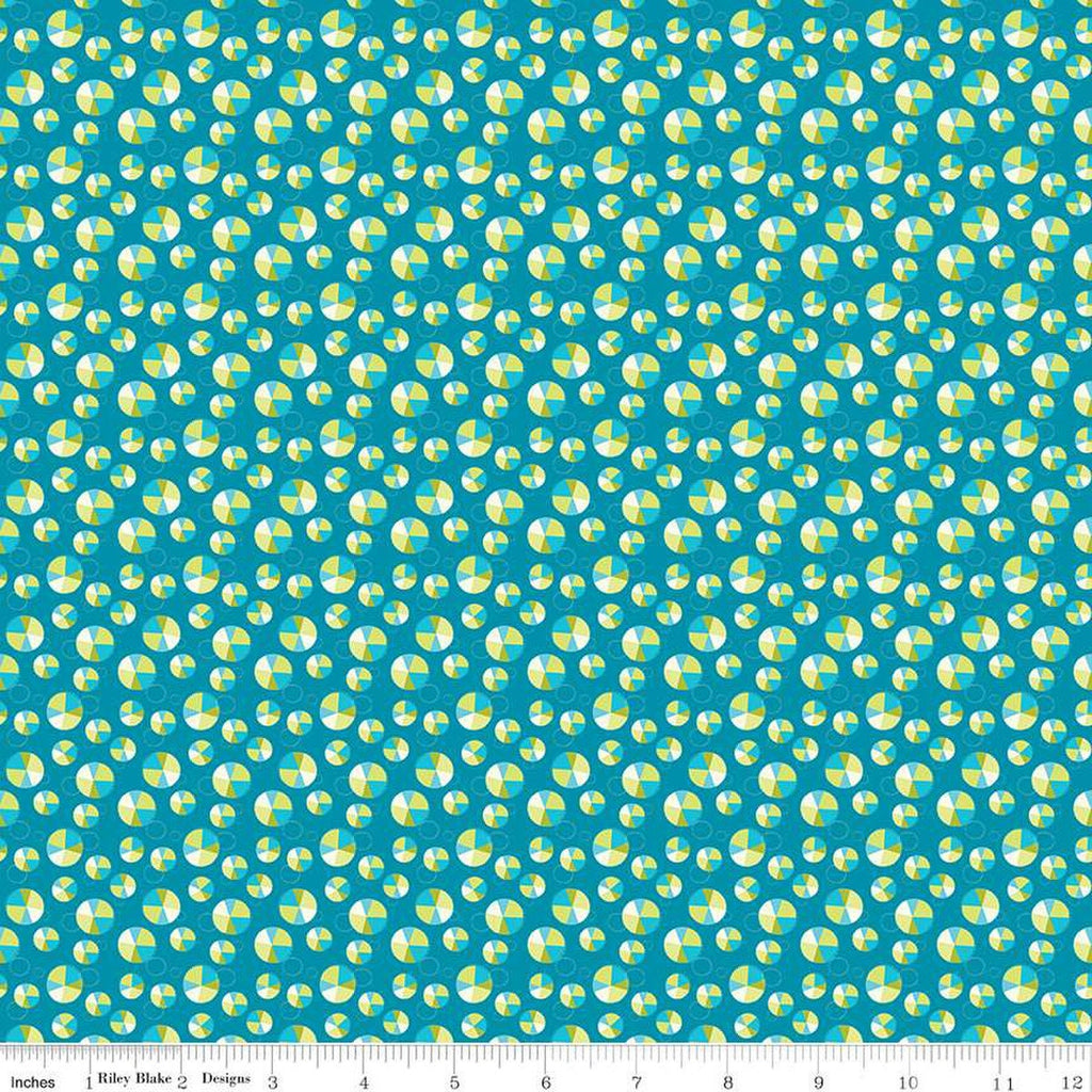 SALE Here Comes the Sun Slices C14817 Azure by Riley Blake Designs - Scattered Circles - Quilting Cotton Fabric