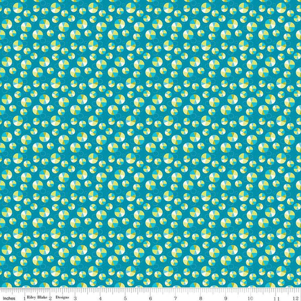 SALE Here Comes the Sun Slices C14817 Azure by Riley Blake Designs - Scattered Circles - Quilting Cotton Fabric