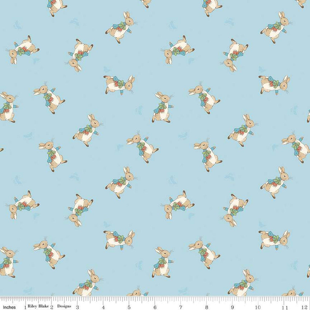 The Tale of Peter Rabbit Peter Toss C14702 Blue - Riley Blake Designs - Beatrix Potter - Quilting Cotton Fabric - Licensed Product