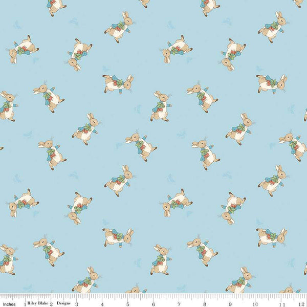The Tale of Peter Rabbit Peter Toss C14702 Blue - Riley Blake Designs - Beatrix Potter - Quilting Cotton Fabric - Licensed Product