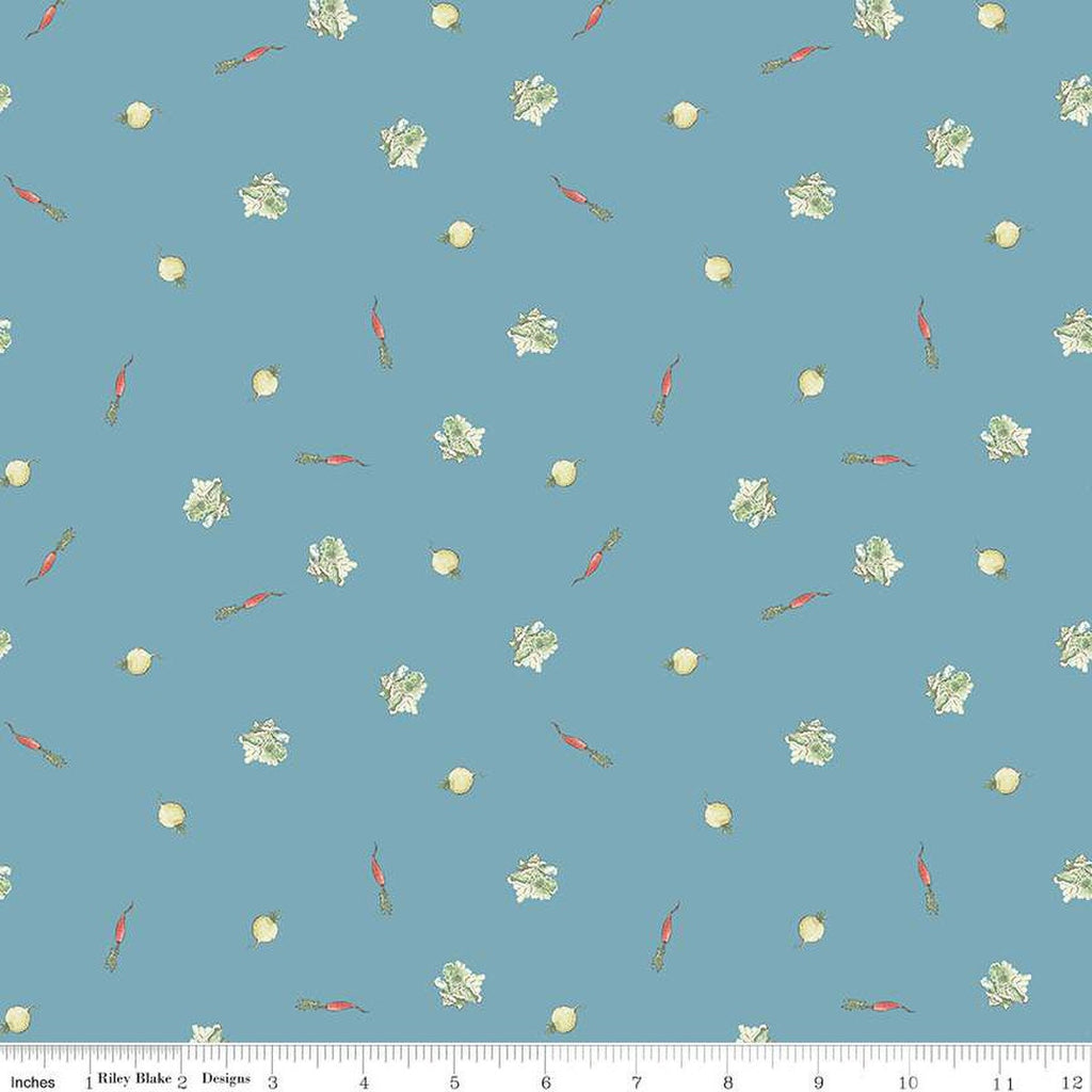 SALE The Tale of Peter Rabbit Veggies C14703 Blue - Riley Blake Designs - Beatrix Potter - Quilting Cotton Fabric - Licensed Product