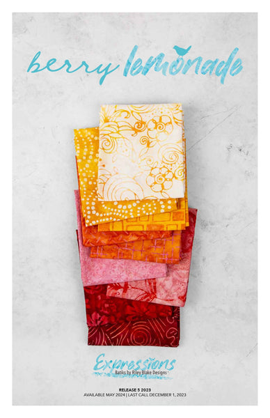 SALE Batiks Expressions Berry Lemonade 2.5 Inch Rolie Polie Jelly Roll 40 pieces - Riley Blake - Precut Pre cut Bundle -  Quilting Cotton