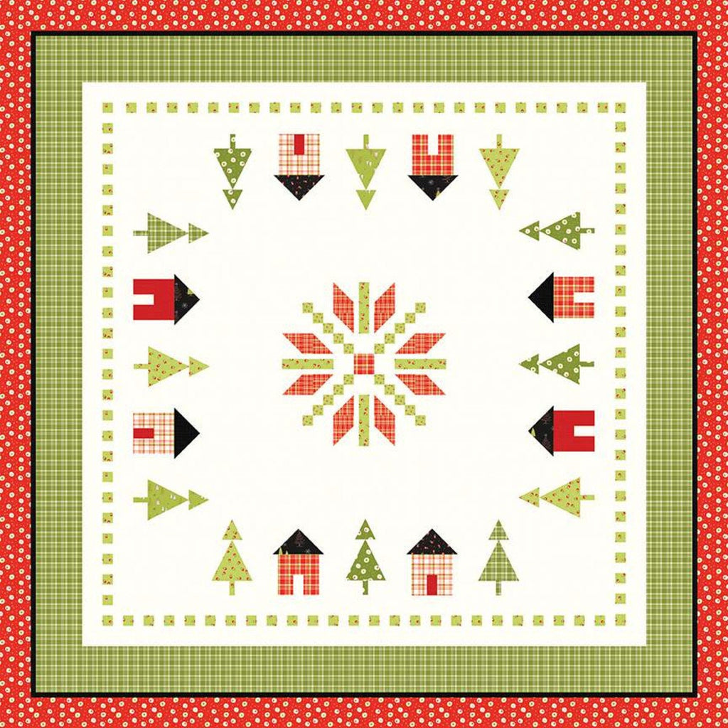 SALE On the Square Quilt PATTERN P157 by Sandy Gervais - Riley Blake Designs - INSTRUCTIONS Only - Pieced Houses Trees Snowflake