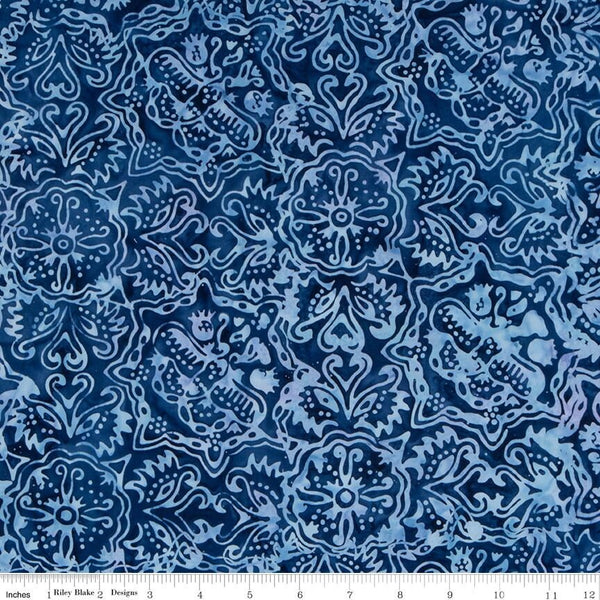 SALE Batiks Expressions BTCB1011 Capri Blue - Riley Blake Designs - Hand-Dyed Tjaps Print - Quilting Cotton Fabric