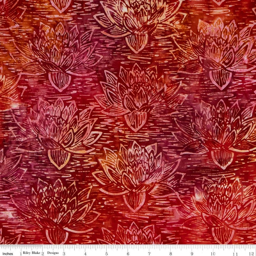 SALE Batiks Expressions BTPT1102 Tomato Red - Riley Blake Designs - Hand-Dyed Tjaps Print - Quilting Cotton Fabric