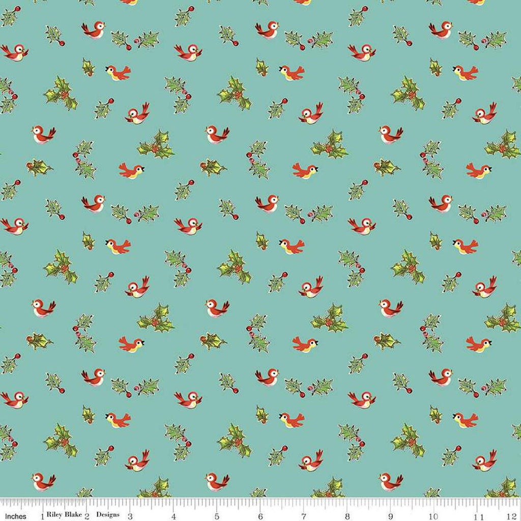 SALE Jingle Bells Holly Birds C14835 Cottage by Riley Blake Designs - Christmas - Quilting Cotton Fabric