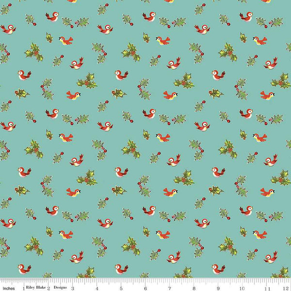 SALE Jingle Bells Holly Birds C14835 Cottage by Riley Blake Designs - Christmas - Quilting Cotton Fabric