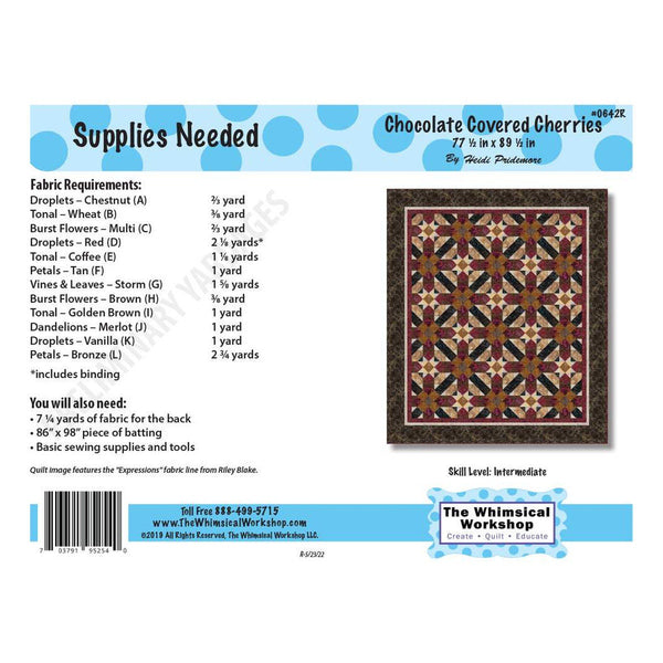 SALE Chocolate Covered Cherries Quilt PATTERN P185 by The Whimsical Workshop - Riley Blake Designs - INSTRUCTIONS Only - Pieced Intermediate