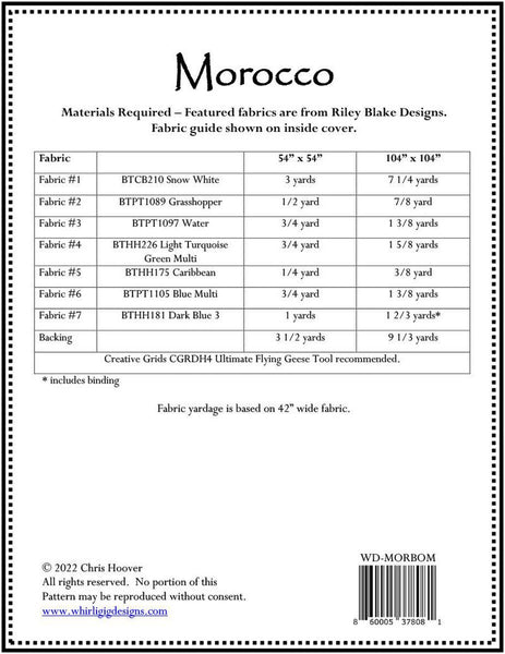 SALE Morocco Quilt PATTERN P183 by Whirligig Designs - Riley Blake Designs - INSTRUCTIONS Only - Piecing
