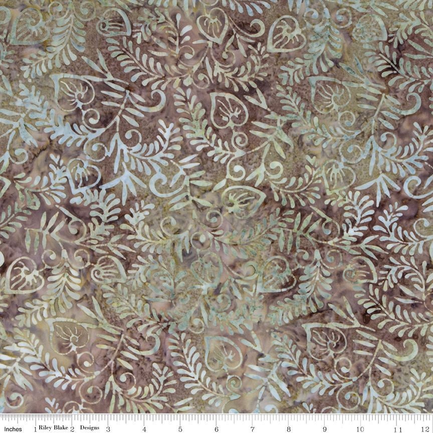 SALE Batiks Expressions BTHH1043 Medium Brown Green Multi - Riley Blake Designs - Hand-Dyed Tjaps Print - Quilting Cotton Fabric