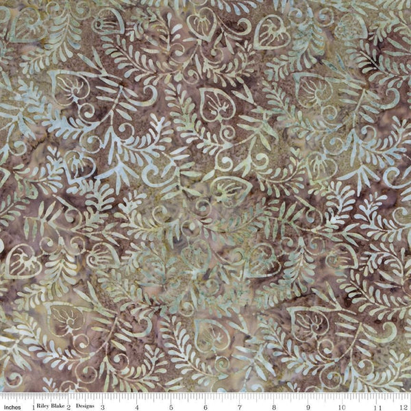 SALE Batiks Expressions BTHH1043 Medium Brown Green Multi - Riley Blake Designs - Hand-Dyed Tjaps Print - Quilting Cotton Fabric