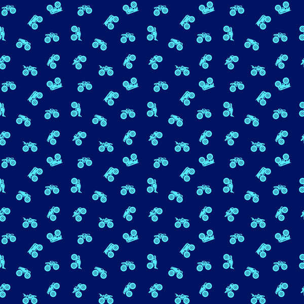 Hot Wheels Monster Trucks Silhouette C12953 Navy - Riley Blake Designs - Trucks Truck - Quilting Cotton Fabric -  LIcensed Product