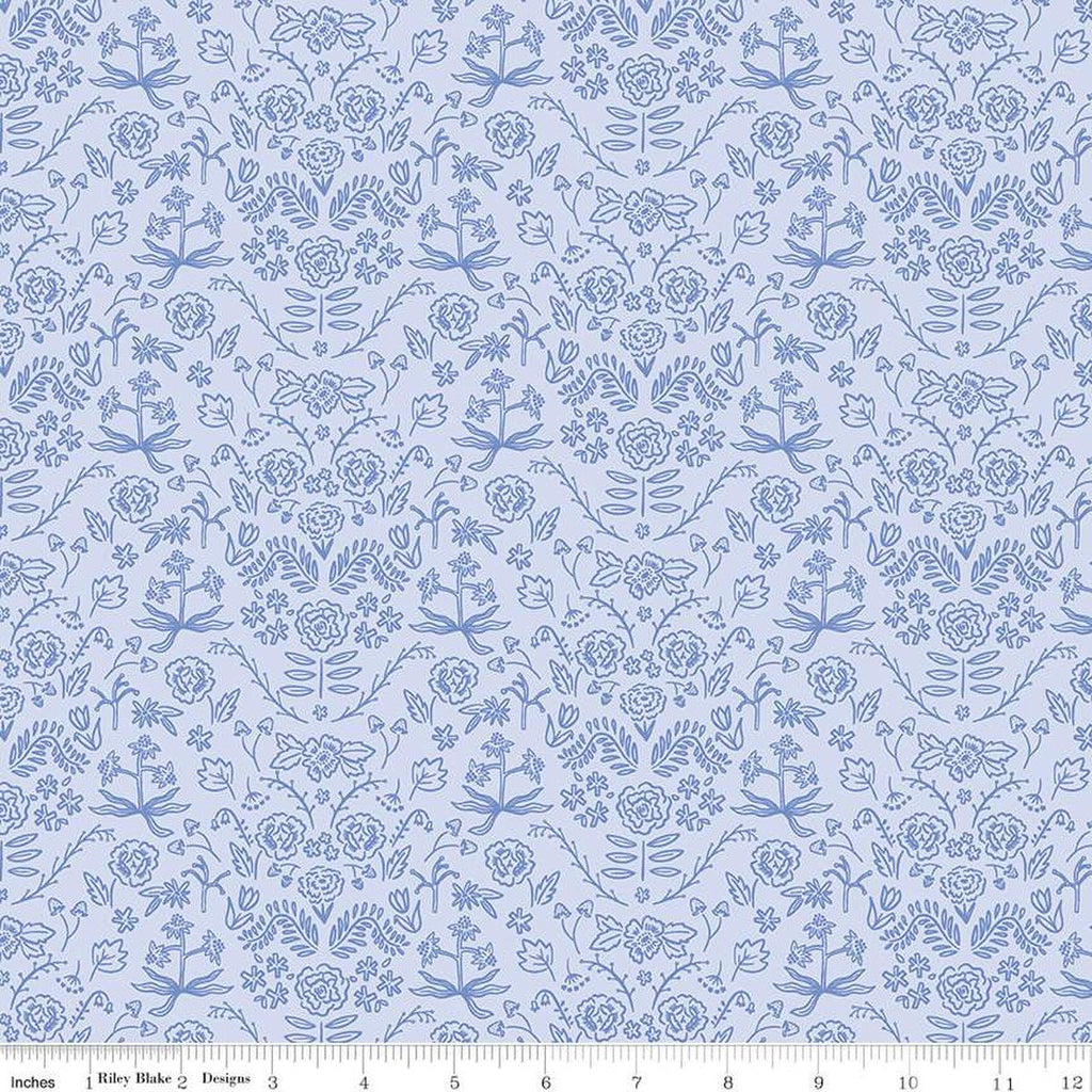 Image of the Chloe Damask Light Blue quilting cotton fabric by Rachel Erickson for Riley Blake Designs. Image features outlined floral damask designs on a light blue background.
Cute Little Fabric Shop