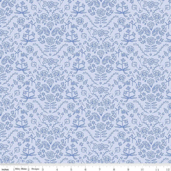 Image of the Chloe Damask Light Blue quilting cotton fabric by Rachel Erickson for Riley Blake Designs. Image features outlined floral damask designs on a light blue background.
Cute Little Fabric Shop