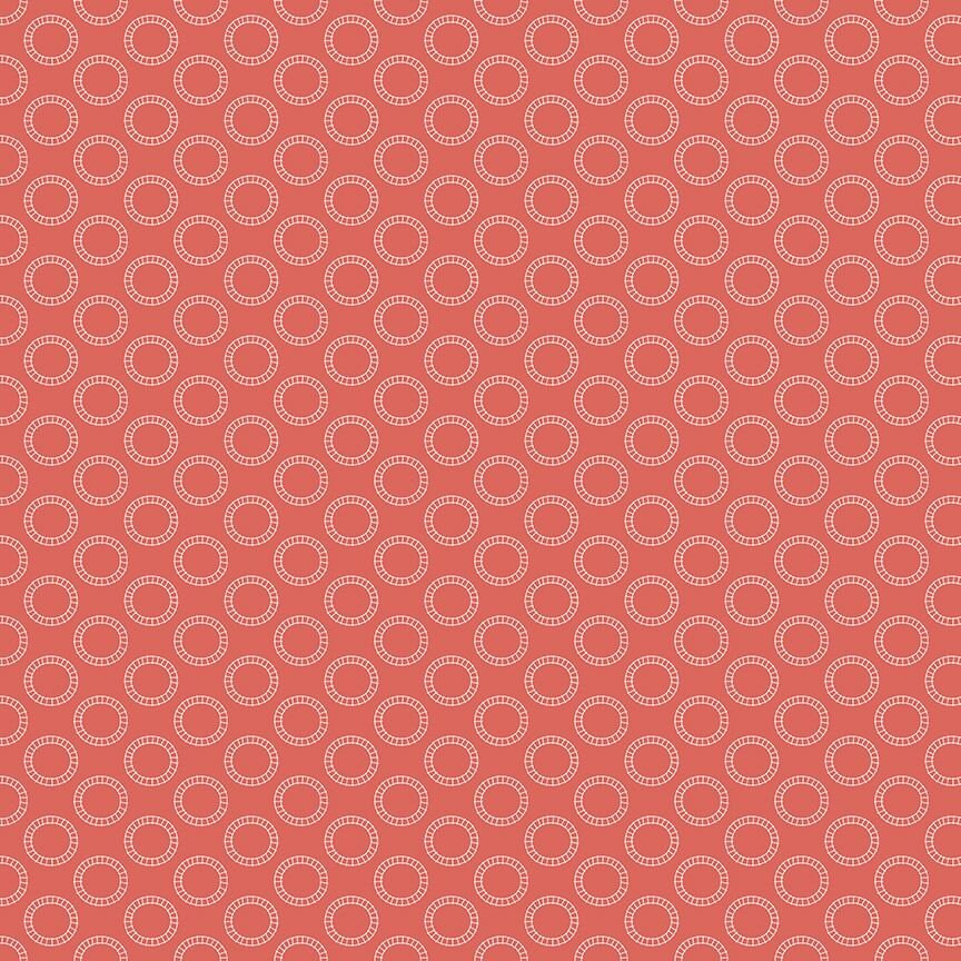 Image of the Thomas & Friends™ Sodor Railway Round the Track Red quilting cotton fabric by Riley Blake Designs. Features circular tracks on a red background. 
Cute Little Fabric Shop