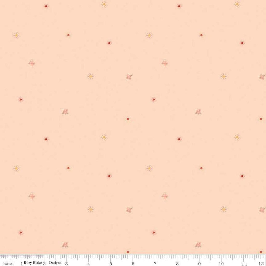 Image of the Stay Wild Suns Blush quilting cotton fabric by Amanda Niederhauser by Riley Blake Designs. Features  sunbursts on a light pink background. 
Cute Little Fabric Shop